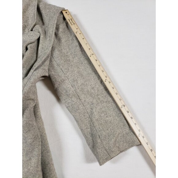 Ms. Freddi Vtg Wool Coat Gray Herringbone Red Lining Hip Length Double Breasted - Picture 7 of 8